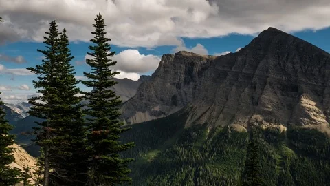 Timelapse of clouds over the Rocky Mountains in Waterton National Park Alberta Stock Footage
