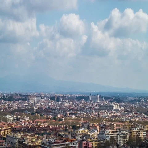 Timelapse of clouds over the Rome and Vittoriano National Monument Vidéo 69543744