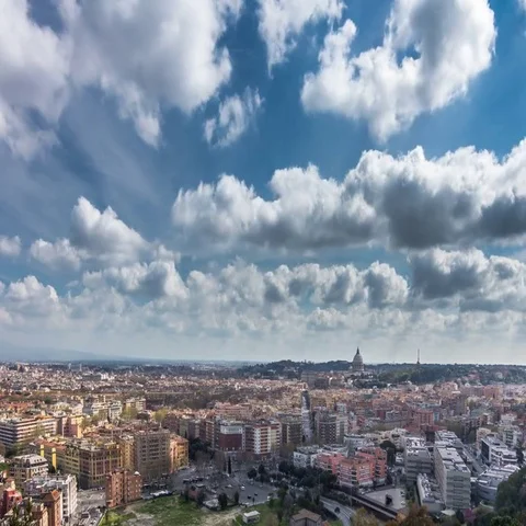 Timelapse of clouds over the Rome and Vatican's Saint Peter's basilica Dome 스톡 동영상 69544109