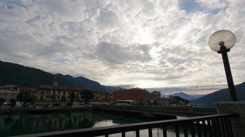 Timelapse: clouds over the sky of Paratico, Lake Iseo, morning time Video stock 245948400