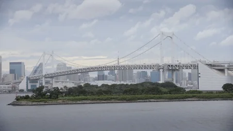 Timelapse of clouds over Tokyo bridge Stock Footage 123884921