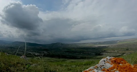 Timelapse clouds over the valley in the hills Stock Footage 91402307