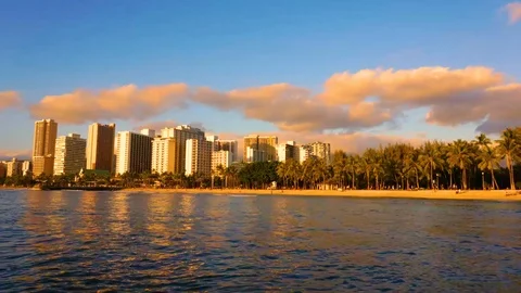Timelapse of Clouds Over Waikiki Beach and Pacific Ocean in Honolulu Hawaii, HD Stock Footage 96468841