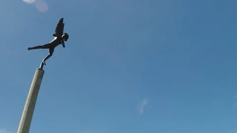 TIMELAPSE: Clouds Pass behind Statue of Angel. Fairmount Park, Philadelphia Stock Footage 98570886