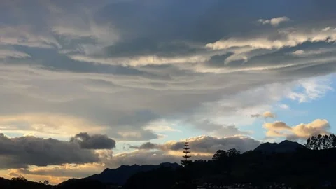Timelapse of clouds passing above distant mountains with 스톡 동영상 304732805