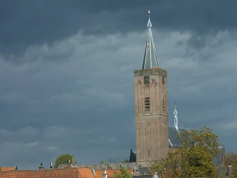 Timelapse clouds passing the church Stock Footage 74842591