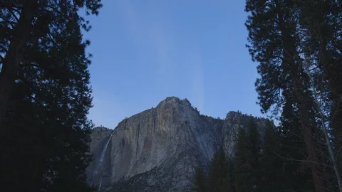 Timelapse Clouds Passing Falls in Yosemite Stock Footage 122444720