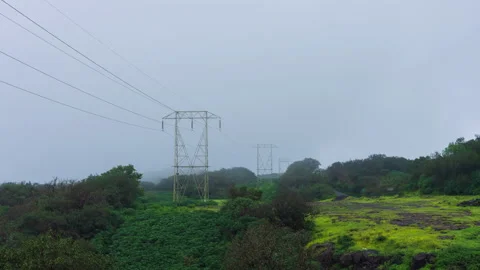 Timelapse - Clouds passing in front an electric pole 4K30 Stock Footage 270893237