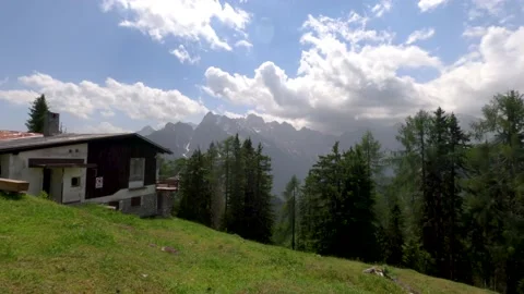 Timelapse of clouds passing in the mountain peaks in the alpes Stock Footage 157207916