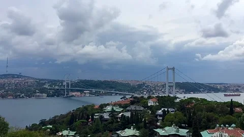 Timelapse of clouds passing over bosphorus bridge Stock Footage 220643756