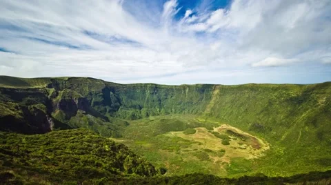 Timelapse of clouds passing over the Caldeira of Faial, Azores, Portugal. Stock Footage 64071527