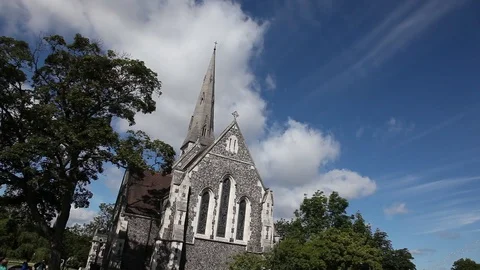 Timelapse of clouds passing over a church Stock Footage 89588424