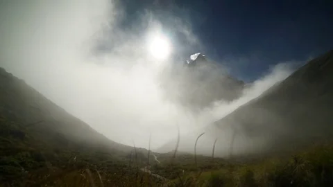 Timelapse of clouds passing over Himalayas – Annapurna Base Camp, Nepal 스톡 동영상 71309875