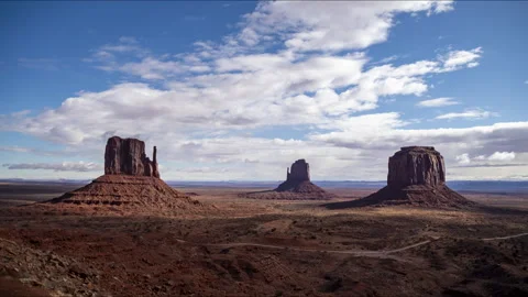 Timelapse of clouds passing over the Mittens and formations of Monument Valley Stock-Footage 303403584