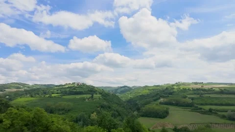 Timelapse of Clouds Passing Over Piedmont Vineyards and Rolling Green Hills Stock Footage 335267926