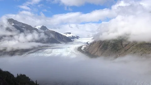 TImelapse of clouds in Remote Wilderness Valley above Mountain Glacier in Canada Stock Footage 121979487