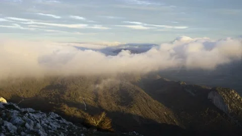 Timelapse of clouds rolling into the Aralar Sierra in Spain. Stock Footage