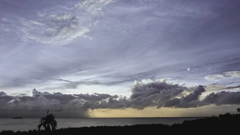 Timelapse clouds rolling over a lagoon going into night Stock Footage 148085603