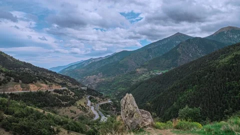 Timelapse of Clouds Rolling Over the Pyrenees Mountains, 4K Stock Footage 209864810