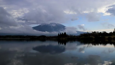 Timelapse of clouds running over Mount Fuji Stock Footage 152971449