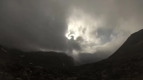 TimeLapse. Clouds running in the sky. Mountain landscape Stock Footage 93986999