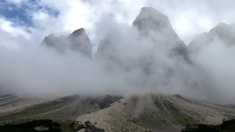 Timelapse with clouds shot in the Dolomites mountains in Italy Stock Footage 114984488