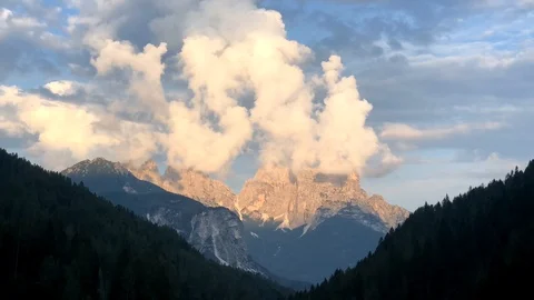 Timelapse with clouds shot in the Dolomites mountains in Italy Stock Footage 114984733