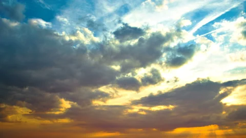 Timelapse of clouds in sky during sunset 4k (4096x2304) Stock Footage 94185435