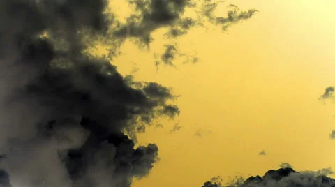 Timelapse Clouds Sky Flowing Grey on Yellow Orange Background Stock Footage 64920515
