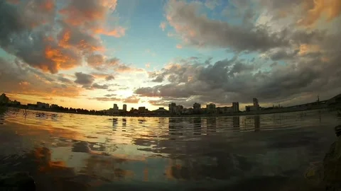 Timelapse of clouds in the sky before sunset Stock Footage 201918114