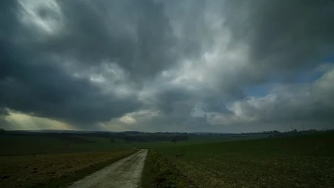 Timelapse Clouds Street Feld Steppe Stock Footage 85659863
