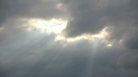 Timelapse clouds with sun-rays 05 Stock Footage