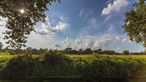 Timelapse of clouds in a sunny day Stock Footage 136667901