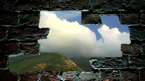 Timelapse clouds through hole in wall Stock Footage 943901