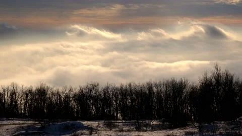 Timelapse the clouds while sunrise sky. A sea of fog is formed from stratus. Stock Footage 142845075
