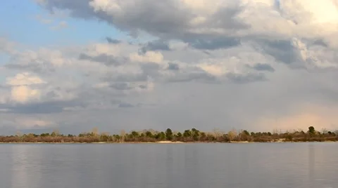 Timelapse of cloudscape with moving clouds over Dnieper river Stock Footage 49222236