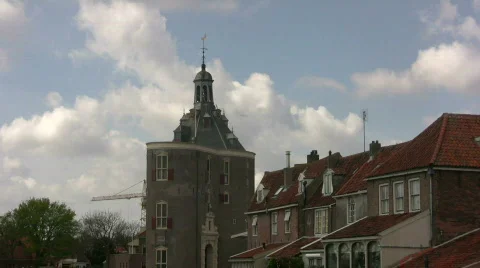 Timelapse Cloudscape over historic tower Stock Footage 123341