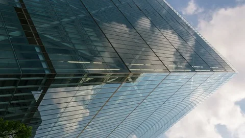 Timelapse of Cloudscape over Square Reflective Building in Tokyo -Vertical- Stock Footage