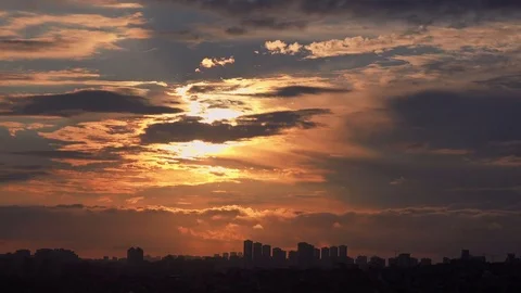 Timelapse cloudscape at sunset Stock Footage 77818686