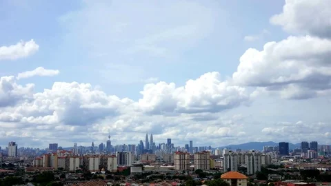 Timelapse of cloudy day in downtown Kuala Lumpur, Malaysia Stock Footage 69994611