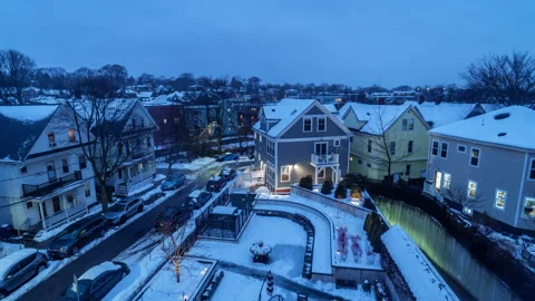 Timelapse of a cloudy  evening sky in a Porter Square area of Cambridge Stock Footage 302127205