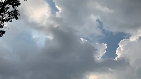 Timelapse cloudy sky, dark dramatic clouds during rain and wind Video stock 284911515