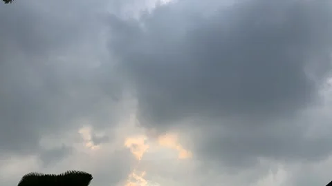 Timelapse cloudy sky, dark dramatic clouds during rain and wind Video stock 284911527