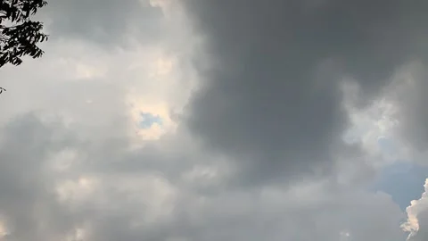 Timelapse cloudy sky, dark dramatic clouds during rain and wind Video stock 284911536