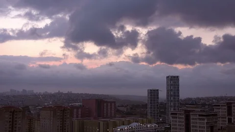 Timelapse cloudy sky over city, Turkey, Istanbul Stock Footage 105816041