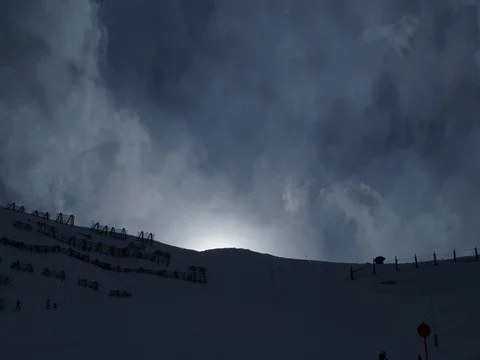 Timelapse of cloudy sky over ski slope Stock Footage 82727519