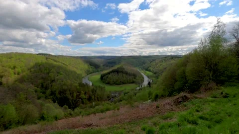 Timelapse of a cloudy sky passing over the famous belgian natural monument Stock Footage 157207790