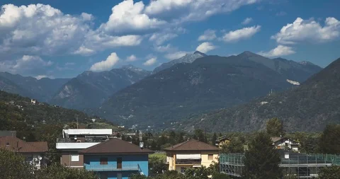 Timelapse of a cloudy sky through mountains in Italy Stock Footage 92502016