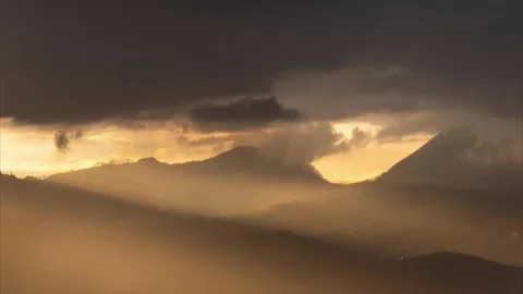 Timelapse: Cloudy Sunset Over Mountains Stock Footage 276584631