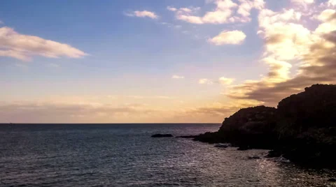Timelapse of coast or shore of ocean at sunset Stock Footage 49665981